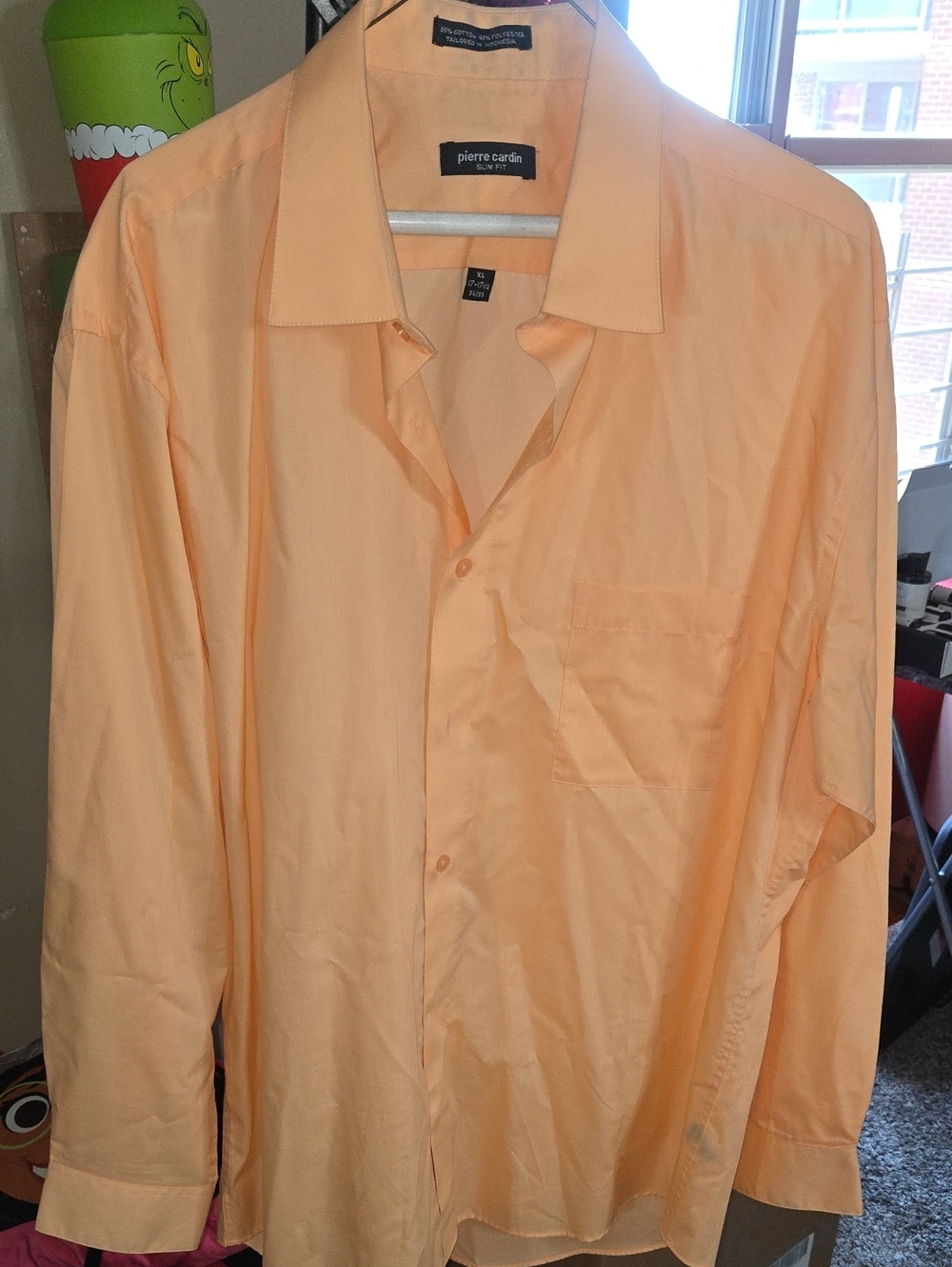 Pierre Cardin Men's Light Peach Long-Sleeve Dress Shirt
